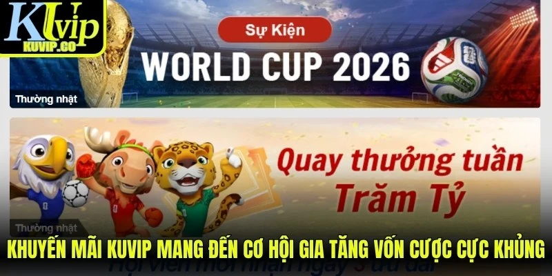 Khuyến mãi KUVIP mang đến cơ hội gia tăng vốn cược cực khủng