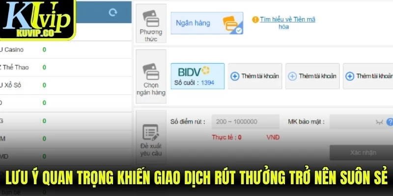 Lưu ý quan trọng khiến giao dịch rút thưởng trở nên suôn sẻ